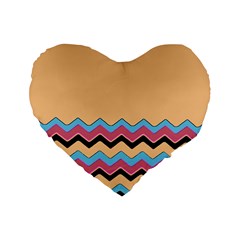 Chevrons Patterns Colorful Stripes Background Art Digital Standard 16  Premium Flano Heart Shape Cushions by Simbadda