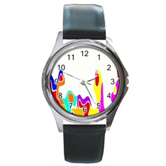 Simple Abstract With Copyspace Round Metal Watch by Simbadda