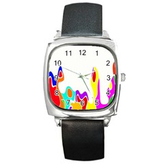 Simple Abstract With Copyspace Square Metal Watch by Simbadda