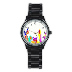 Simple Abstract With Copyspace Stainless Steel Round Watch by Simbadda