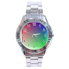 3d Rgb Glass Frame Stainless Steel Analogue Watch by Simbadda