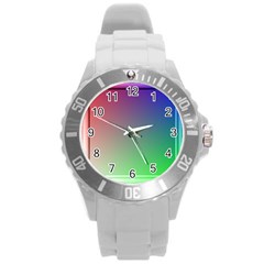 3d Rgb Glass Frame Round Plastic Sport Watch (l) by Simbadda