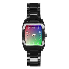 3d Rgb Glass Frame Stainless Steel Barrel Watch by Simbadda