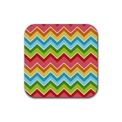 Colorful Background Of Chevrons Zigzag Pattern Rubber Coaster (square)  by Simbadda