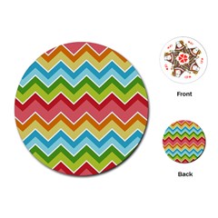 Colorful Background Of Chevrons Zigzag Pattern Playing Cards (round)  by Simbadda