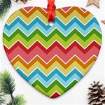 Colorful Background Of Chevrons Zigzag Pattern Heart Ornament (Two Sides) Front