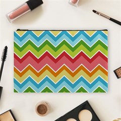 Colorful Background Of Chevrons Zigzag Pattern Cosmetic Bag (large)  by Simbadda