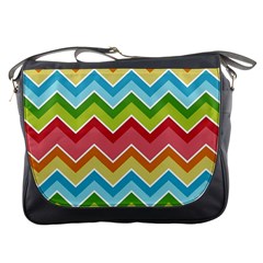 Colorful Background Of Chevrons Zigzag Pattern Messenger Bags by Simbadda