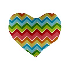 Colorful Background Of Chevrons Zigzag Pattern Standard 16  Premium Heart Shape Cushions by Simbadda