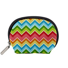 Colorful Background Of Chevrons Zigzag Pattern Accessory Pouches (small)  by Simbadda