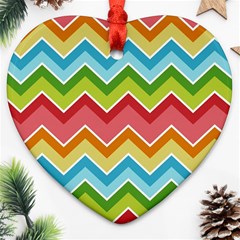 Colorful Background Of Chevrons Zigzag Pattern Ornament (heart) by Simbadda