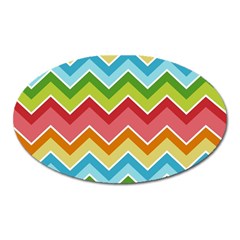 Colorful Background Of Chevrons Zigzag Pattern Oval Magnet by Simbadda