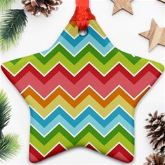 Colorful Background Of Chevrons Zigzag Pattern Star Ornament (two Sides) by Simbadda