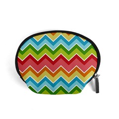 Colorful Background Of Chevrons Zigzag Pattern Accessory Pouches (small)  by Simbadda