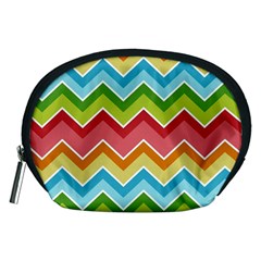 Colorful Background Of Chevrons Zigzag Pattern Accessory Pouches (medium)  by Simbadda