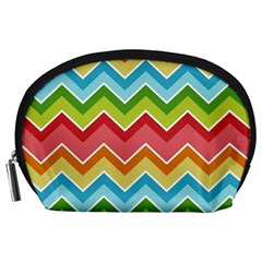 Colorful Background Of Chevrons Zigzag Pattern Accessory Pouches (large)  by Simbadda