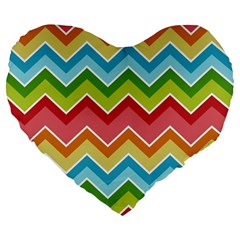 Colorful Background Of Chevrons Zigzag Pattern Large 19  Premium Flano Heart Shape Cushions by Simbadda