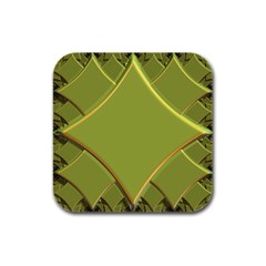 Fractal Green Diamonds Background Rubber Square Coaster (4 Pack)  by Simbadda