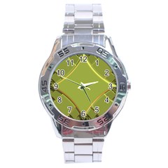 Fractal Green Diamonds Background Stainless Steel Analogue Watch by Simbadda