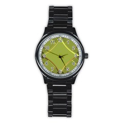 Fractal Green Diamonds Background Stainless Steel Round Watch by Simbadda