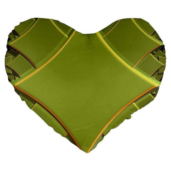 Fractal Green Diamonds Background Large 19  Premium Flano Heart Shape Cushions