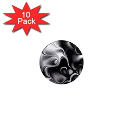 Fractal Black Liquid Art In 3d Glass Frame 1  Mini Magnet (10 Pack)  by Simbadda