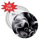 Fractal Black Liquid Art In 3d Glass Frame 2.25  Buttons (100 pack)  Front