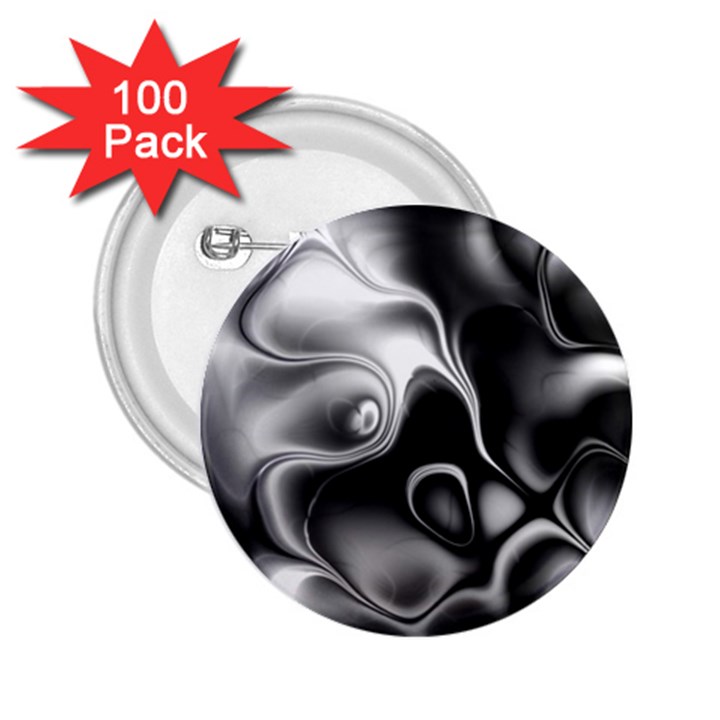 Fractal Black Liquid Art In 3d Glass Frame 2.25  Buttons (100 pack) 