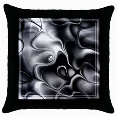 Fractal Black Liquid Art In 3d Glass Frame Throw Pillow Case (black) by Simbadda