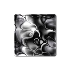 Fractal Black Liquid Art In 3d Glass Frame Square Magnet by Simbadda