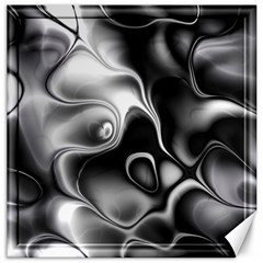 Fractal Black Liquid Art In 3d Glass Frame Canvas 12  X 12   by Simbadda