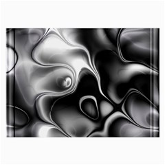 Fractal Black Liquid Art In 3d Glass Frame Large Glasses Cloth (2-side) by Simbadda