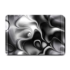 Fractal Black Liquid Art In 3d Glass Frame Small Doormat  by Simbadda