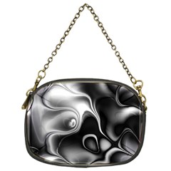 Fractal Black Liquid Art In 3d Glass Frame Chain Purses (one Side)  by Simbadda