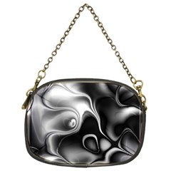 Fractal Black Liquid Art In 3d Glass Frame Chain Purses (two Sides)  by Simbadda