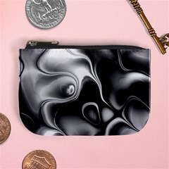 Fractal Black Liquid Art In 3d Glass Frame Mini Coin Purses by Simbadda