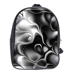 Fractal Black Liquid Art In 3d Glass Frame School Bags(large)  by Simbadda