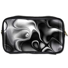 Fractal Black Liquid Art In 3d Glass Frame Toiletries Bags by Simbadda