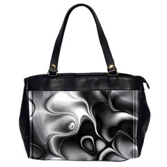 Fractal Black Liquid Art In 3d Glass Frame Office Handbags (2 Sides)  by Simbadda