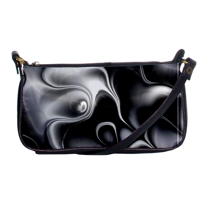 Fractal Black Liquid Art In 3d Glass Frame Shoulder Clutch Bags