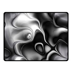 Fractal Black Liquid Art In 3d Glass Frame Fleece Blanket (small) by Simbadda