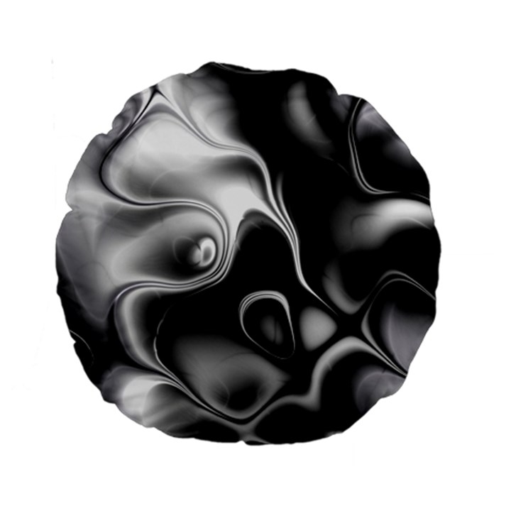 Fractal Black Liquid Art In 3d Glass Frame Standard 15  Premium Round Cushions