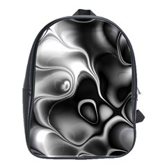 Fractal Black Liquid Art In 3d Glass Frame School Bags (xl)  by Simbadda