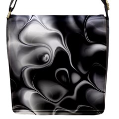 Fractal Black Liquid Art In 3d Glass Frame Flap Messenger Bag (s) by Simbadda