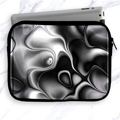 Fractal Black Liquid Art In 3d Glass Frame Apple Ipad 2/3/4 Zipper Cases by Simbadda