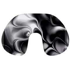 Fractal Black Liquid Art In 3d Glass Frame Travel Neck Pillows by Simbadda