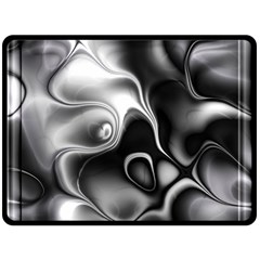 Fractal Black Liquid Art In 3d Glass Frame Double Sided Fleece Blanket (large)  by Simbadda