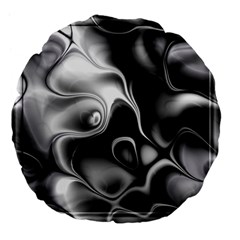 Fractal Black Liquid Art In 3d Glass Frame Large 18  Premium Flano Round Cushions by Simbadda