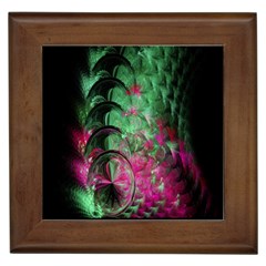 Pink And Green Shapes Make A Pretty Fractal Image Framed Tiles by Simbadda