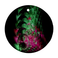 Pink And Green Shapes Make A Pretty Fractal Image Ornament (round) by Simbadda